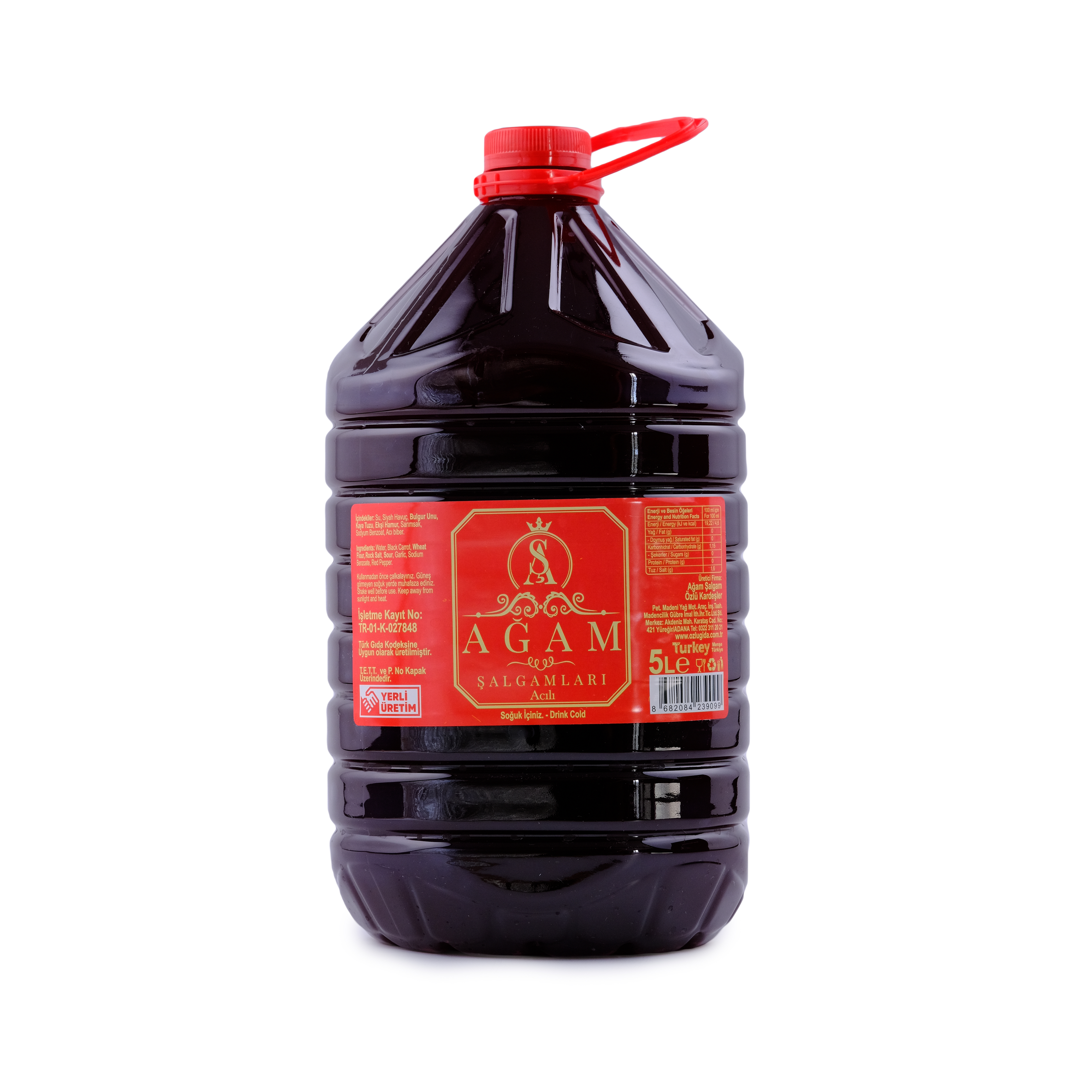 Ağam Acılı Şalgam 5 L — Kulplu PET bidon
