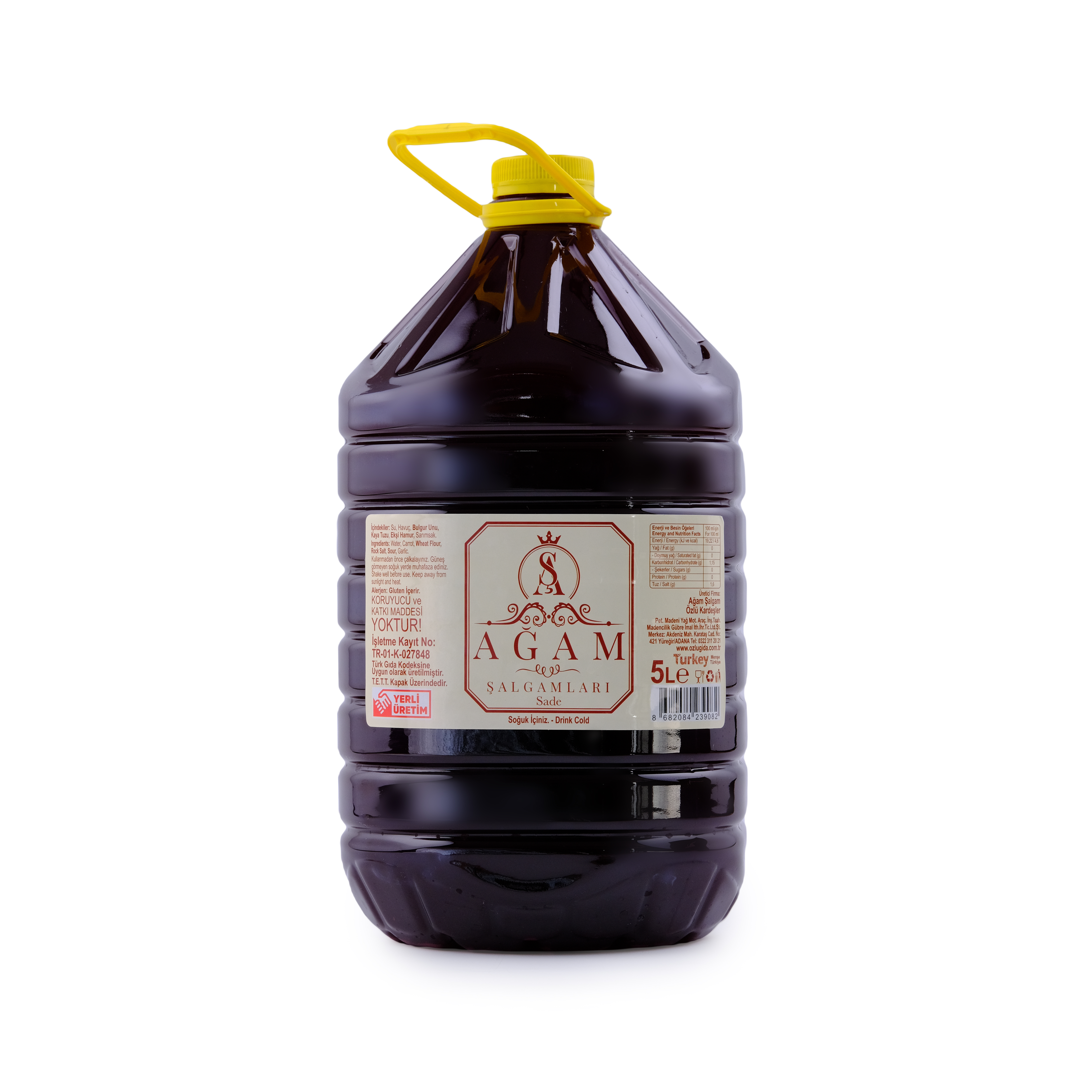 Ağam Sade Şalgam 5 L — Kulplu PET bidon